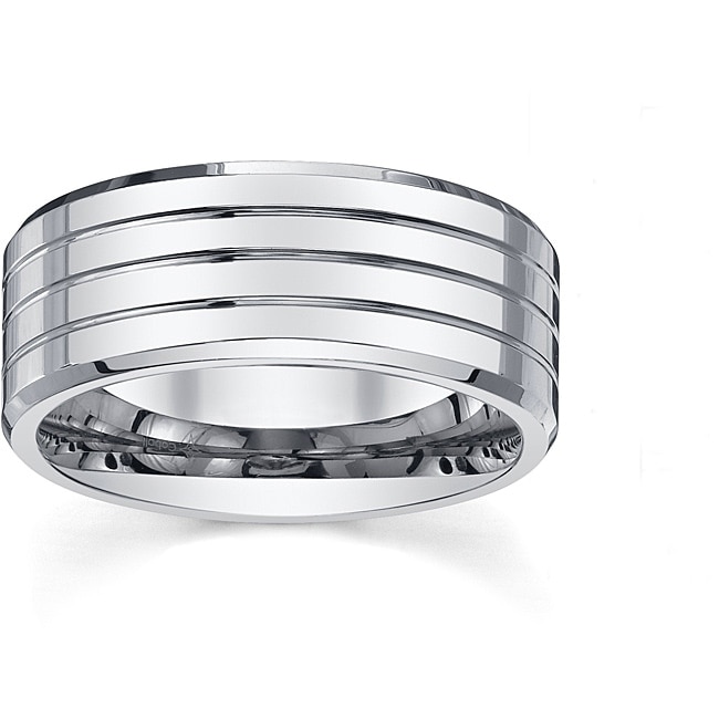 Mens Lattice Sterling Silver Band 10mm width Contemporary Ring for him DA269
